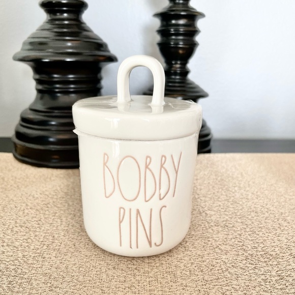 New Rae Dunn BOBBY PINS/ HAIR TIES Loop Canister Ceramic Set - Picture 6 of 6